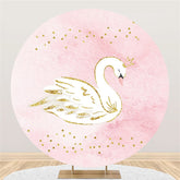 Lofaris Pink And Gold Swan Themed Round Backdrop For Party